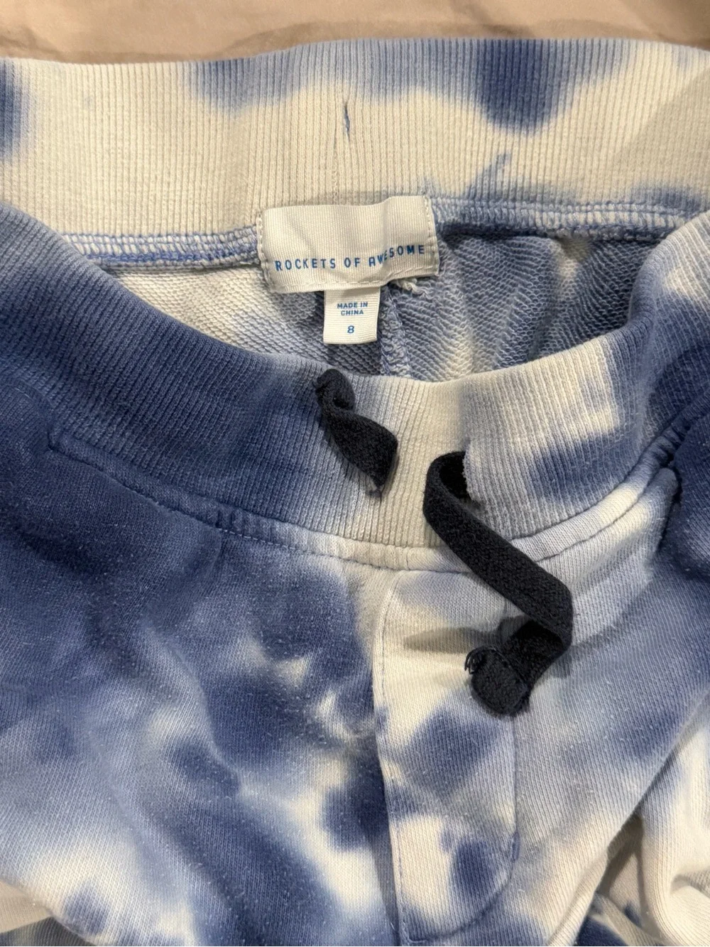 Kids Blue & White Tie-Dye Jogger Sweatpants